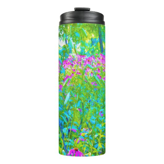 Aqua Blue Impressionistic Garden Landschap Thermosbeker (Voorkant)