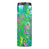 Aqua Blue Impressionistic Garden Landschap Thermosbeker (Achterkant)