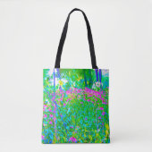 Aqua Blue Impressionistic Garden Landschap Tote Bag (Voorkant)