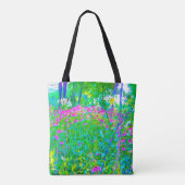 Aqua Blue Impressionistic Garden Landschap Tote Bag (Achterkant)