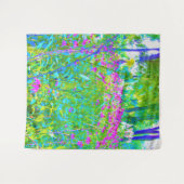 Aqua Blue Impressionistic Garden Landschap Wandkleed (Voorkant (horizontaal))