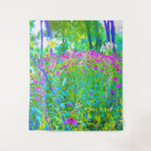 Aqua Blue Impressionistic Garden Landschap Wandkleed (Voorkant)