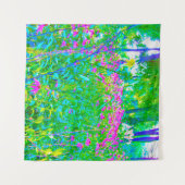 Aqua Blue Impressionistic Garden Landschap Wandkleed (Voorkant (horizontaal))