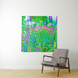 Aqua Blue Impressionistic Garden Landschap Wandkleed