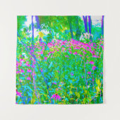 Aqua Blue Impressionistic Garden Landschap Wandkleed (Voorkant)