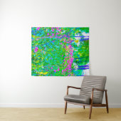 Aqua Blue Impressionistic Garden Landschap Wandkleed (In Situ (horizontaal))