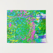Aqua Blue Impressionistic Garden Landschap Wandkleed (Voorkant (horizontaal))