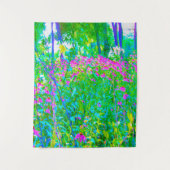 Aqua Blue Impressionistic Garden Landschap Wandkleed (Voorkant)