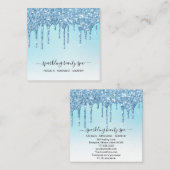 *~* Aqua + Blue Indigo Drip Driving GLITTER AP7 Vierkante Visitekaartje (Voorkant / Achterkant)