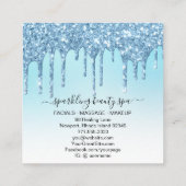 *~* Aqua + Blue Indigo Drip Driving GLITTER AP7 Vierkante Visitekaartje (Achterkant)