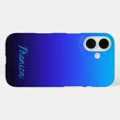 Aqua Blue Indigo en Black Ombre Case-Mate iPhone Case (Achterkant (horizontaal))