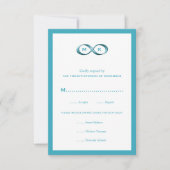 Aqua Blue Infinity Hand Clasp Wedding RSVP-kaart RSVP Kaartje (Voorkant)