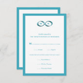 Aqua Blue Infinity Hand Clasp Wedding RSVP-kaart RSVP Kaartje (Voorkant / Achterkant)