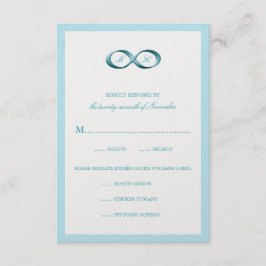 Aqua Blue Infinity Hand Clasp Wedding RSVP-kaart RSVP Kaartje