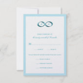 Aqua Blue Infinity Hand Clasp Wedding RSVP-kaart RSVP Kaartje (Voorkant)