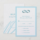 Aqua Blue Infinity Hand Clasp Wedding RSVP-kaart RSVP Kaartje (Voorkant / Achterkant)