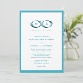 Aqua Blue Infinity Hand gesp bruiloft uitnodigen Kaart (Staand voorkant)