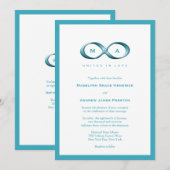 Aqua Blue Infinity Hand gesp bruiloft uitnodigen Kaart (Voorkant / Achterkant)