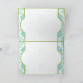 Aqua Blue Iris Damask Quatrefoil Dank je wel Bedankkaart (Binnen)