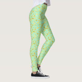 Aqua Blue Italiaanse Pasta Shapes Restaurant serve Leggings