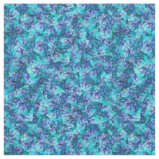 Aqua Blue Jacaranda Tree Abstract Design, Stof (Close Up)
