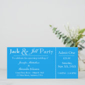 Aqua Blue Jack en Jill Shower Ticket Invitation (Staand voorkant)