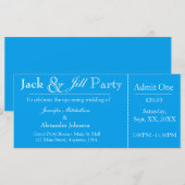 Aqua Blue Jack en Jill Shower Ticket Invitation (Voorkant / Achterkant)