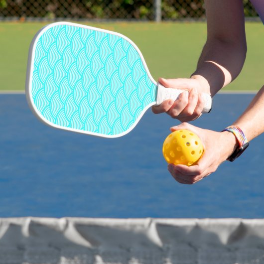 Aqua blue Japanners patroon Pickleball Paddle (Insitu)