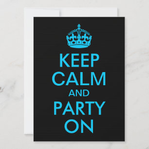 Aqua Blue Keep Calm en Party on Kaart