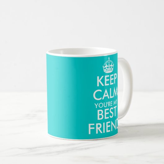 Aqua blue Keep Calm vriendschapsvriendschap mok vo (Voorkant rechts)