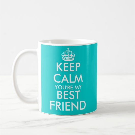 Aqua blue Keep Calm vriendschapsvriendschap mok vo (Links)