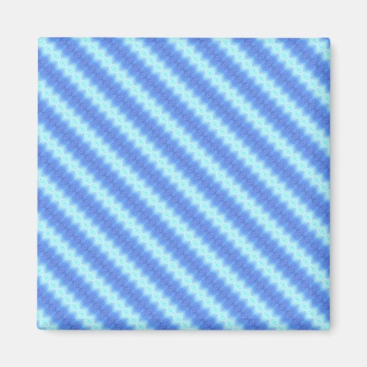Aqua Blue Knit Crochet Stripe Textern Pattern Magneet (Voorkant)