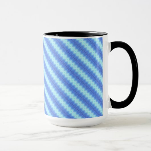 Aqua Blue Knit Crochet Stripe Textern Pattern Mok (Rechts)