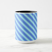 Aqua Blue Knit Crochet Stripe Textern Pattern Mok (Midden)