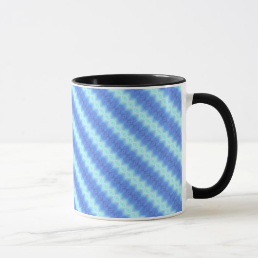 Aqua Blue Knit Crochet Stripe Textern Pattern Mok (Rechts)