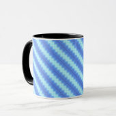 Aqua Blue Knit Crochet Stripe Textern Pattern Mok (Voorkant links)