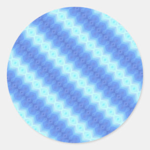 Aqua Blue Knit Crochet Stripe Textern Pattern Ronde Sticker