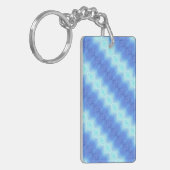 Aqua Blue Knit Crochet Stripe Textern Pattern Sleutelhanger (Voorkant Links)