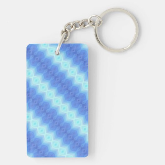 Aqua Blue Knit Crochet Stripe Textern Pattern Sleutelhanger (achterkant)