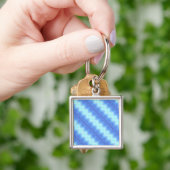 Aqua Blue Knit Crochet Stripe Textern Pattern Sleutelhanger (Hand)