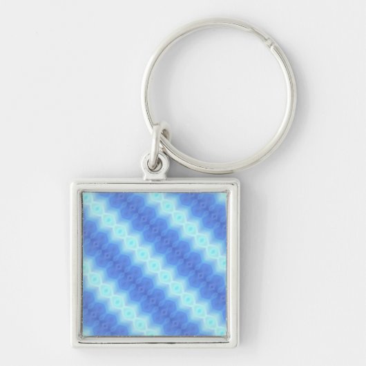 Aqua Blue Knit Crochet Stripe Textern Pattern Sleutelhanger (Voorkant)