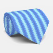 Aqua Blue Knit Crochet Stripe Textern Pattern Stropdas (Opgerold)
