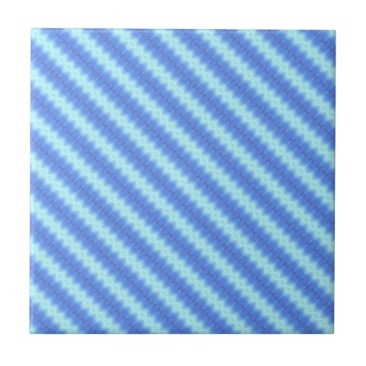 Aqua Blue Knit Crochet Stripe Textern Pattern Tegeltje (Voorkant)
