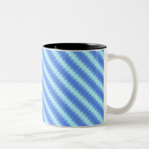 Aqua Blue Knit Crochet Stripe Textern Pattern Tweekleurige Koffiemok