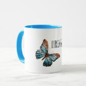 Aqua Blue Koperen Vlinder Mok (Voorkant links)