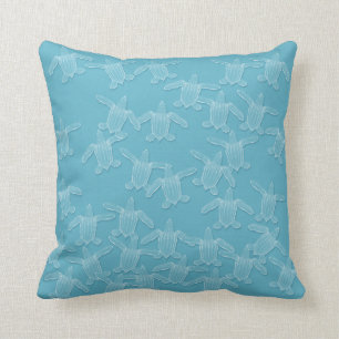 Aqua-blue Leatherback Zee Turtle Hatchlings Pillow Kussen