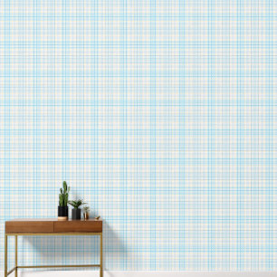 Aqua Blue Lemon Grid Geometrisch Behang