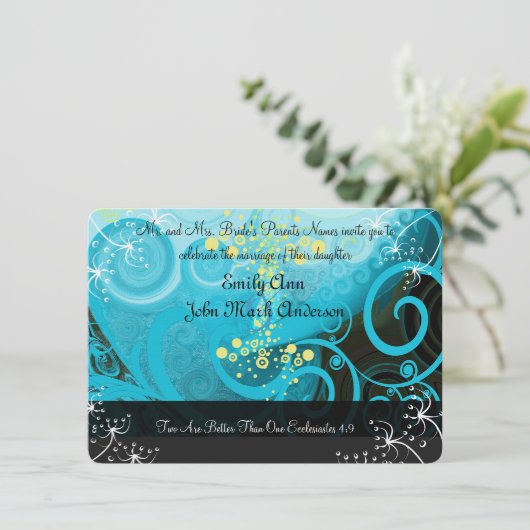 Aqua Blue Lemon Yellow Calla Lily Flower- Kaart (Staand voorkant)