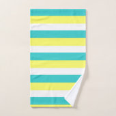 Aqua Blue, Lemon Yellow en White Stripes Bad Handdoek (Handdoek)