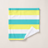 Aqua Blue, Lemon Yellow en White Stripes Bad Handdoek (Wasdoekje)